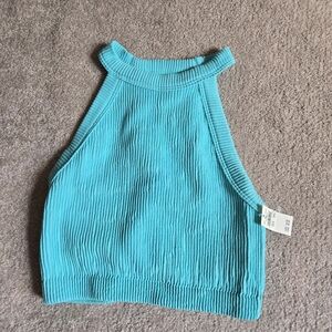 Aerie Aqua Ribbed Tank Top